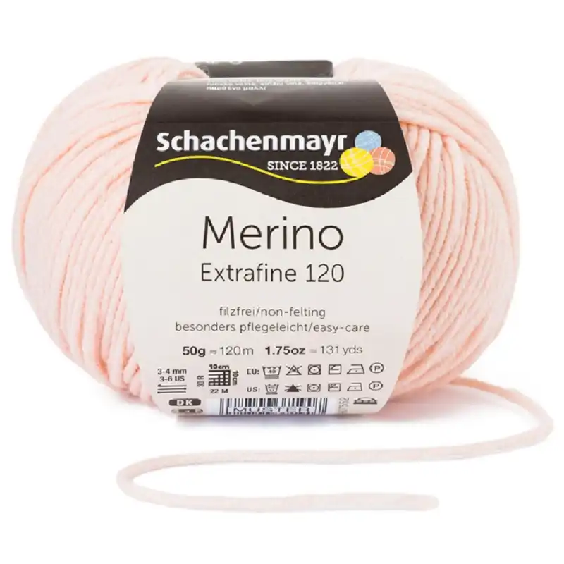 Schachenmayr Merino extrafine 120 Narůžovělá 124