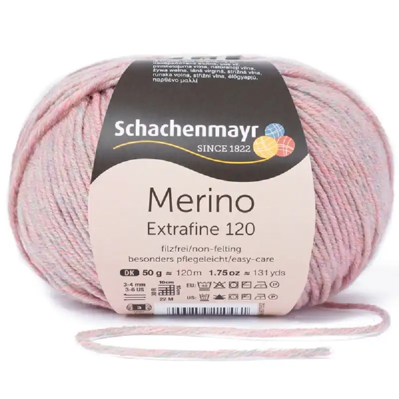 Schachenmayr Merino extrafine 120 Narůžovělý melír 141
