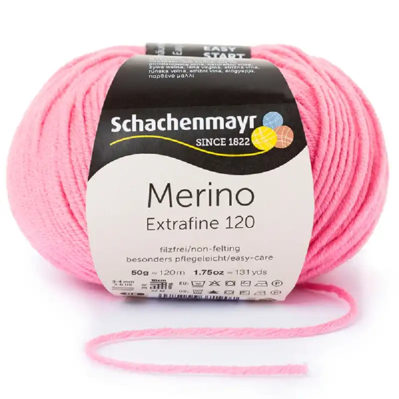 Schachenmayr Merino extrafine 120 Růžová 136