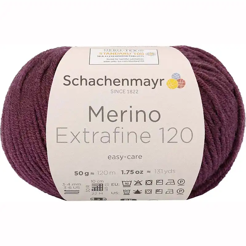 Schachenmayr Merino extrafine 120 Švestková 144