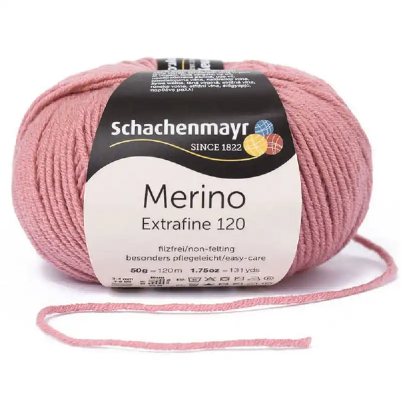 Schachenmayr Merino extrafine 120 Tlumená růžová 129