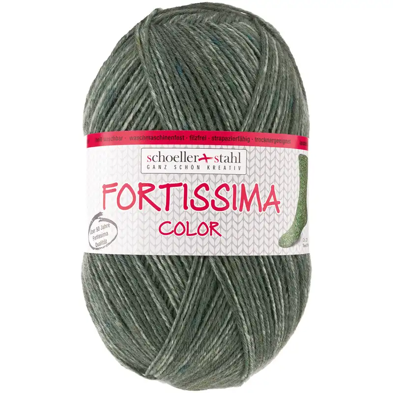 Schoeller Stahl Fortissima 4-fach color tweed 579 Zelená
