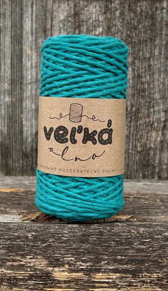 Velká vlna Macrame 1,5mm Tyrkysová orchidej