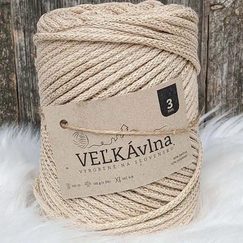 Velká vlna Špagát 3mm Capuccino s lurexem