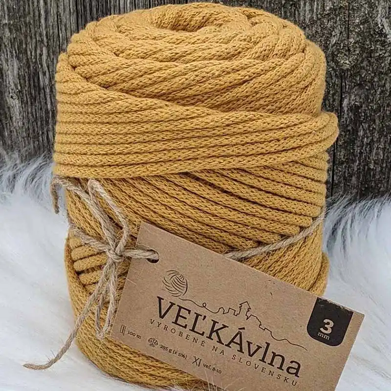 Velká vlna Špagát 3mm Hořčice