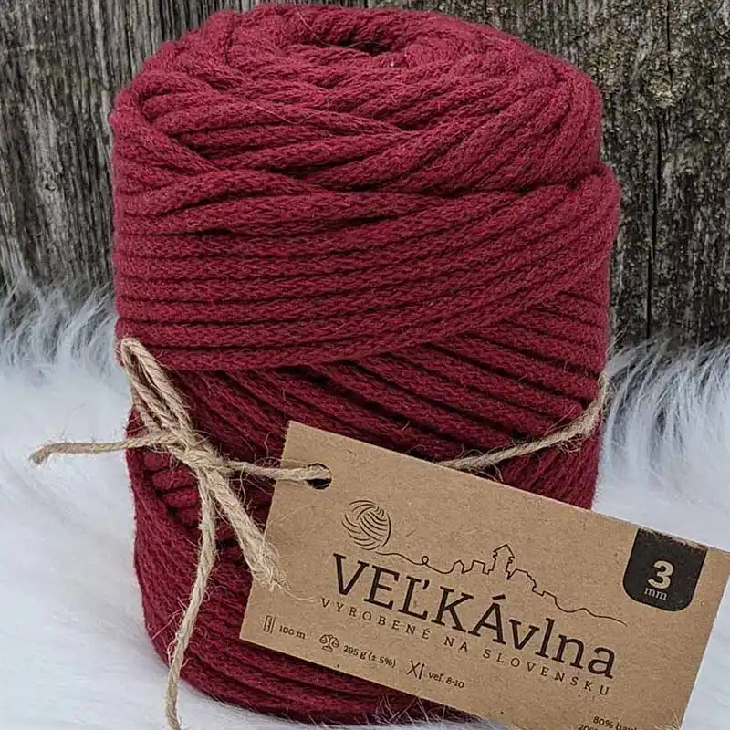 Velká vlna Špagát 3mm Pivoňka vínová