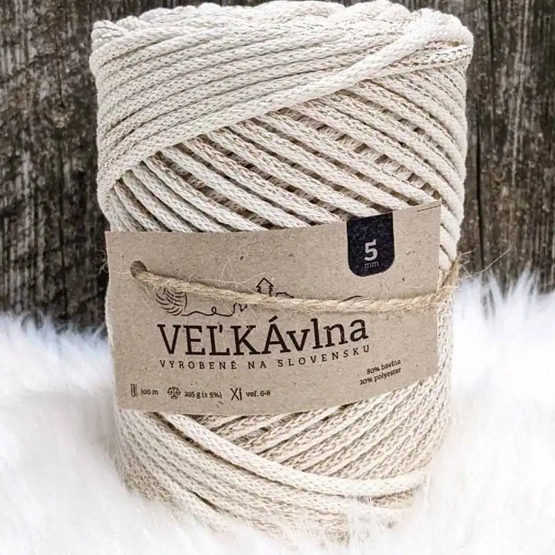 Velká vlna Špagát 5mm Bez s lurexem