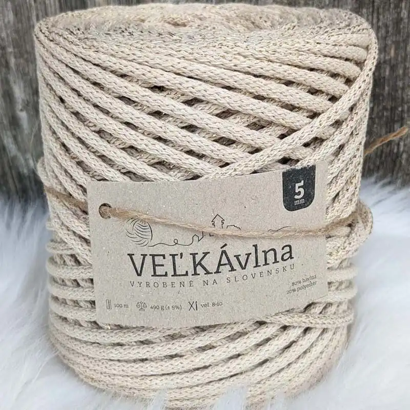 Velká vlna Špagát 5mm Vánoční capuccino s lurexem
