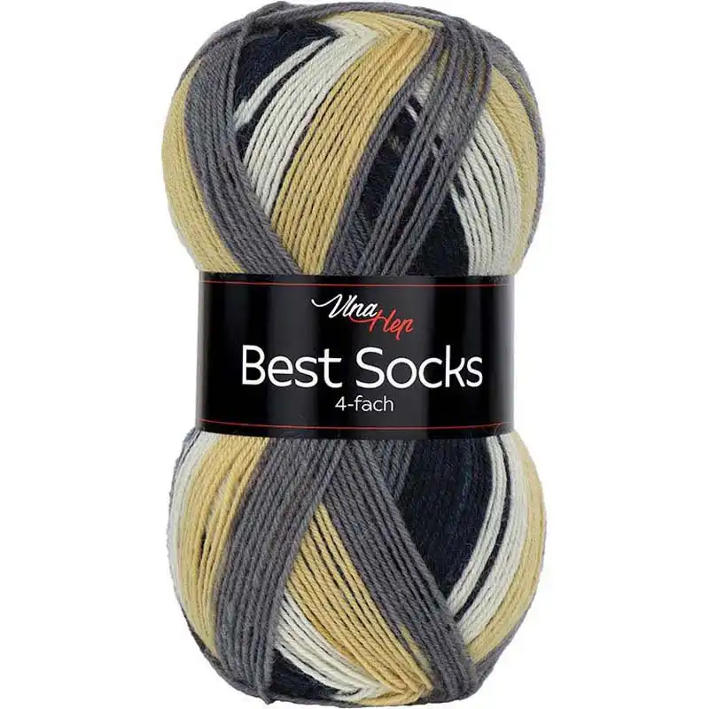 Vlna-hep Příze Best socks 7071 béžovo-šedo-černá