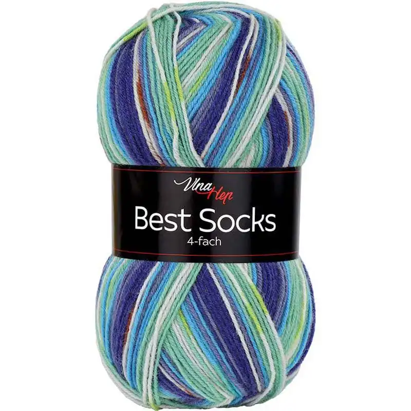 Vlna-hep Příze Best socks 7077 modro-zeleno-světlá