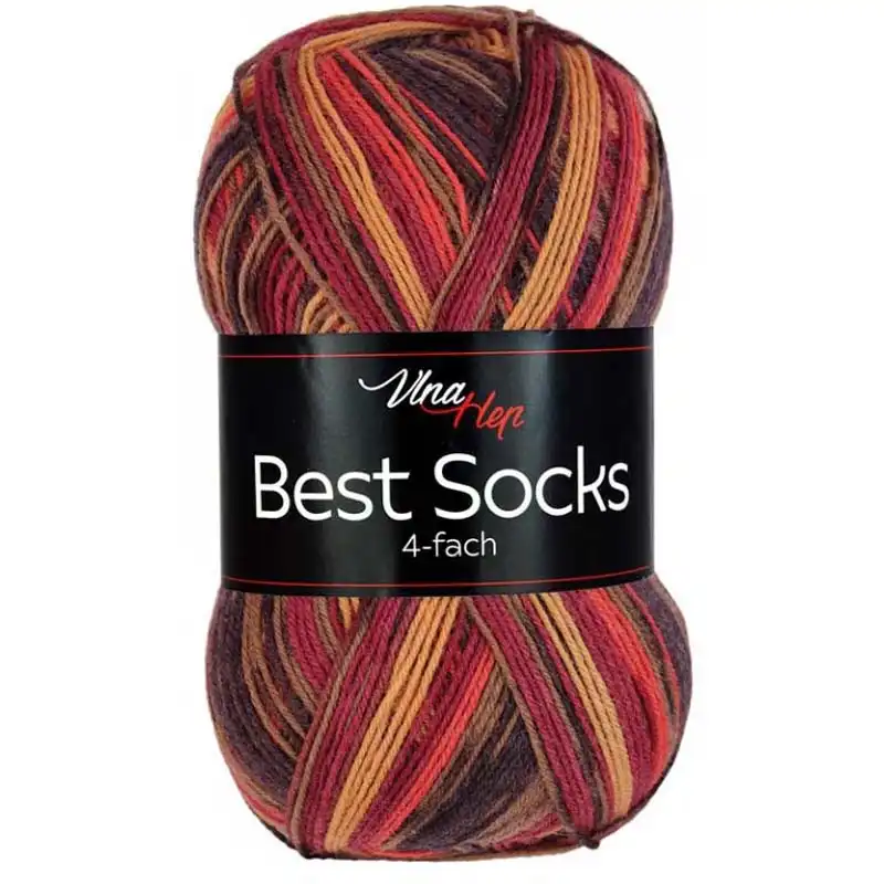 Vlna-hep Příze Best socks 7316 hnědo-vínovo-oranžová