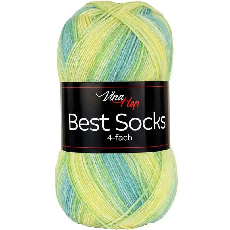 Vlna-Hep Best Socks 4-fach 7344 žlutá-zelená-mint