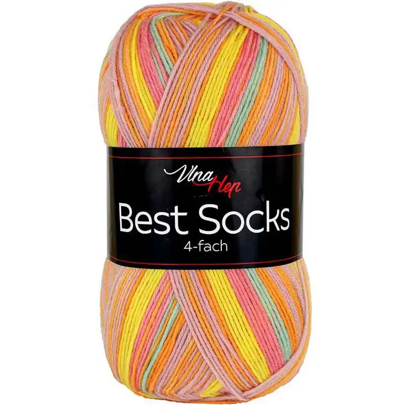 Vlna-Hep Best Socks 4-fach 7354 oranžová-žlutá-růžová-mint