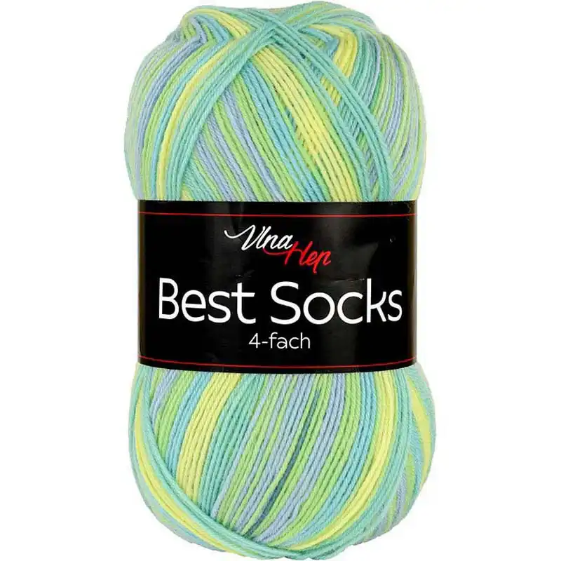 Vlna-Hep Best Socks 4-fach 7356 modrá-žlutá-zelená