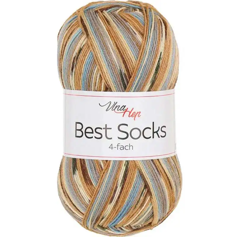 Vlna-hep Příze Best socks 7381 hnědo-šedo-modrá