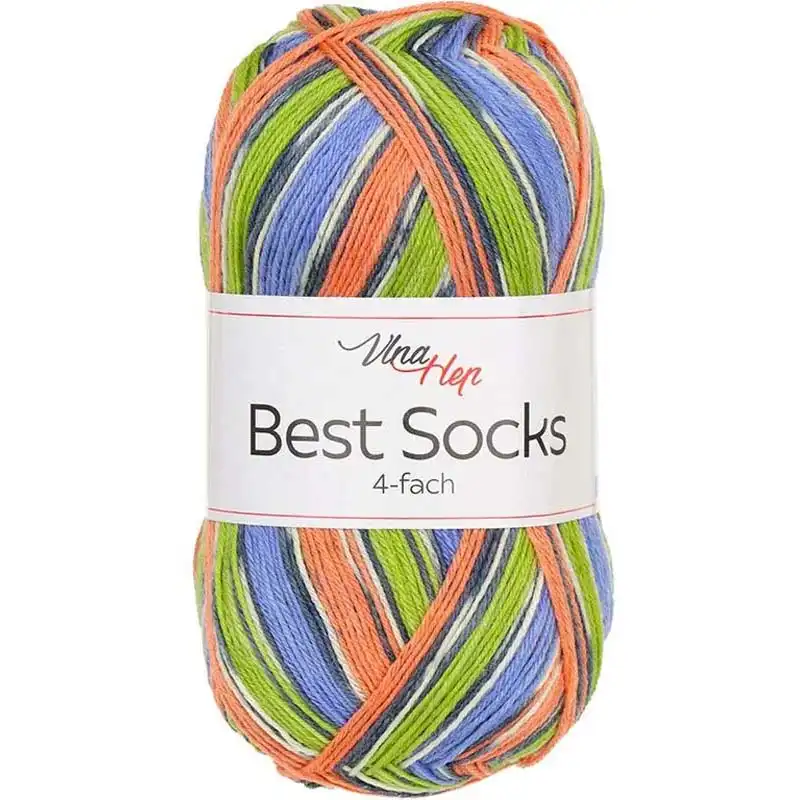 Vlna-hep Příze Best socks 7383 modro-zeleno-oranžová