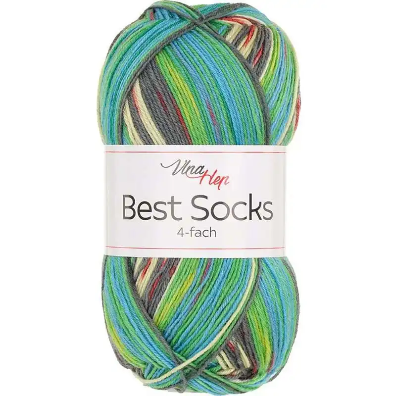 Vlna-hep Příze Best socks 7385 modro-zeleno-hnědá