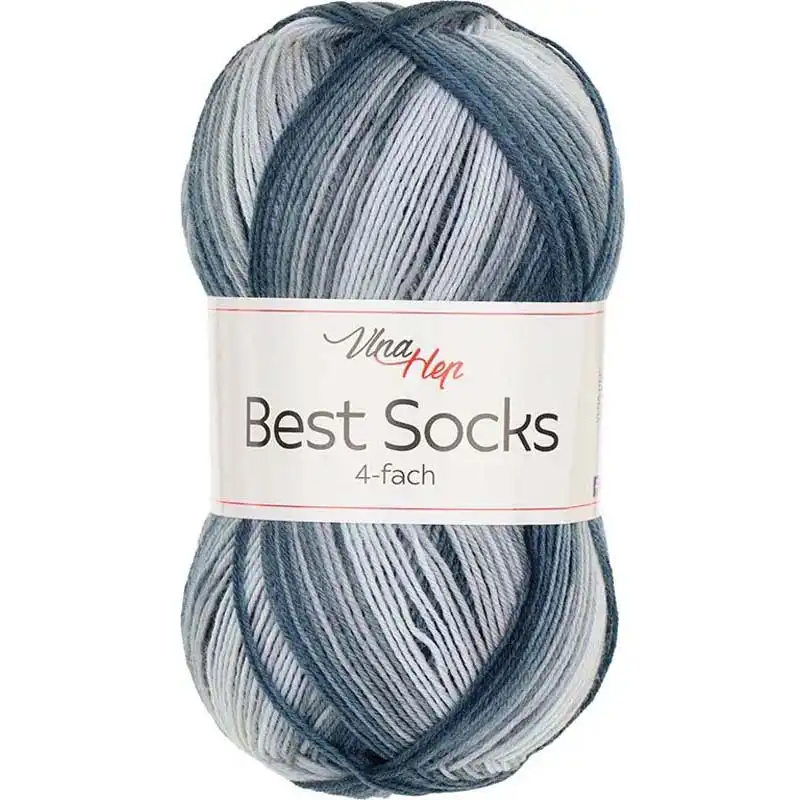 Vlna-hep Příze Best socks 7404 černo-šedá
