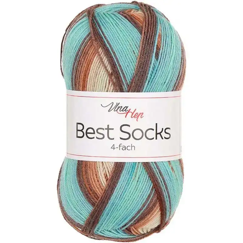 Pletací příze Best Socks samovzorovací / ponožkovka 100 g Varianta: 26 (7409) tyrkys, Balení: 1 ks