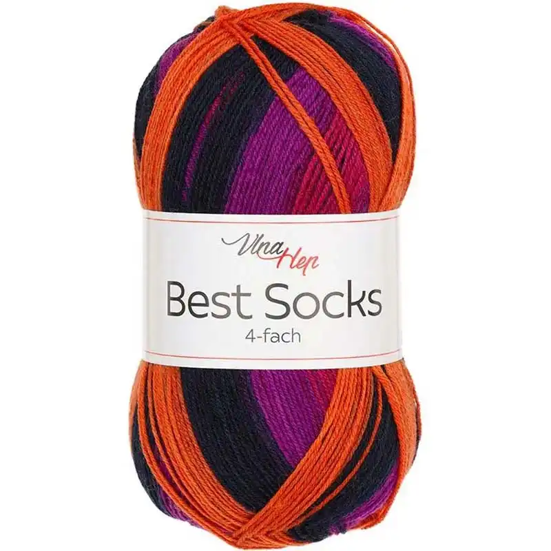 Vlna-hep Příze Best socks 7721 oranžovo-vínovo-černá