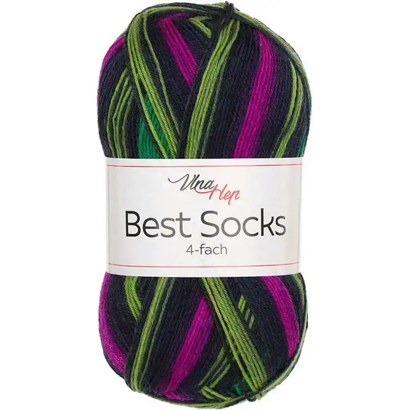 Vlna-hep Příze Best socks 7722 zeleno-černo-vínová