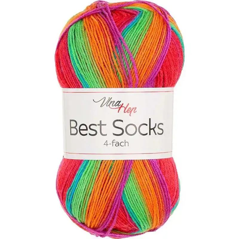 Vlna-Hep Best Socks 4-fach 7723 červená-zelená-modrá