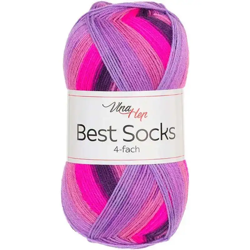 Vlna-hep Příze Best socks 7724 fialovo-růžová