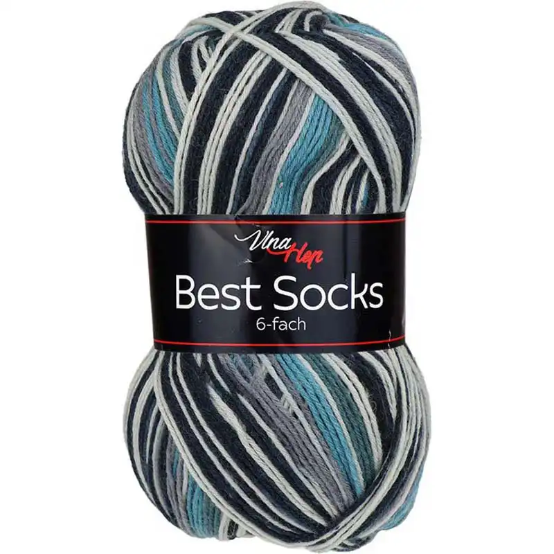 Vlna-hep Best socks 6-fach - 7365 modro-šedá
