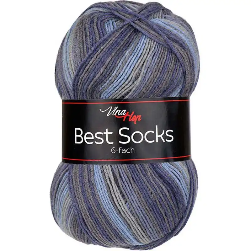 Vlna-hep Best socks 6-fach - 7366 šedo-modrá
