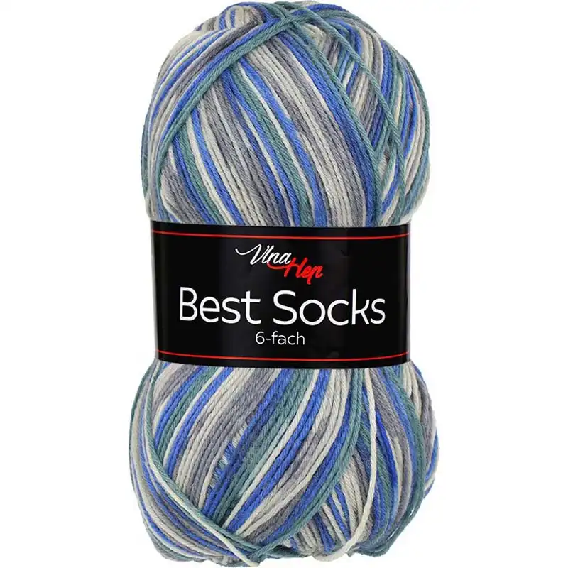 Vlna-hep Best socks 6-fach - 7373 modro-šedo-zelená