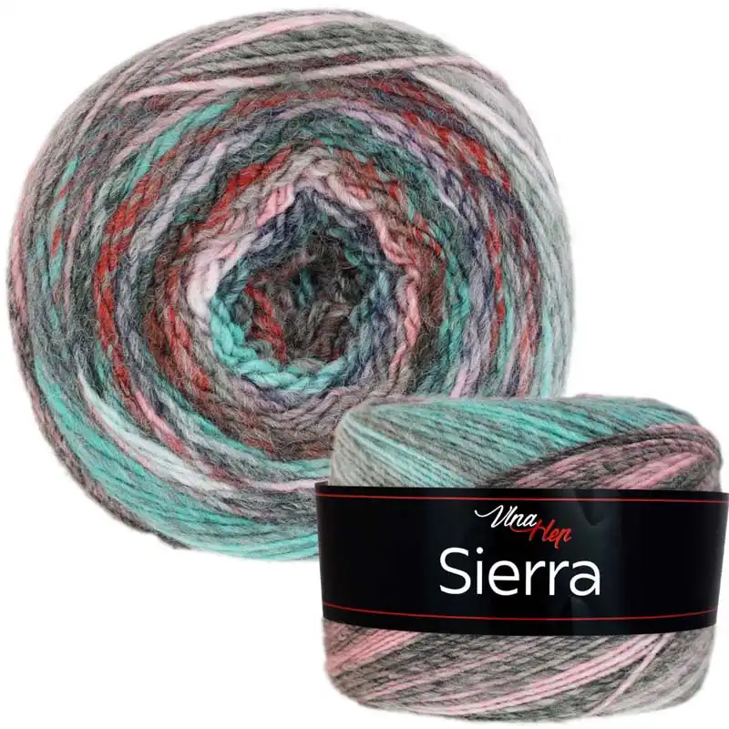 Vlna-hep Příze Sierra Color 7201 růžovo-mintová