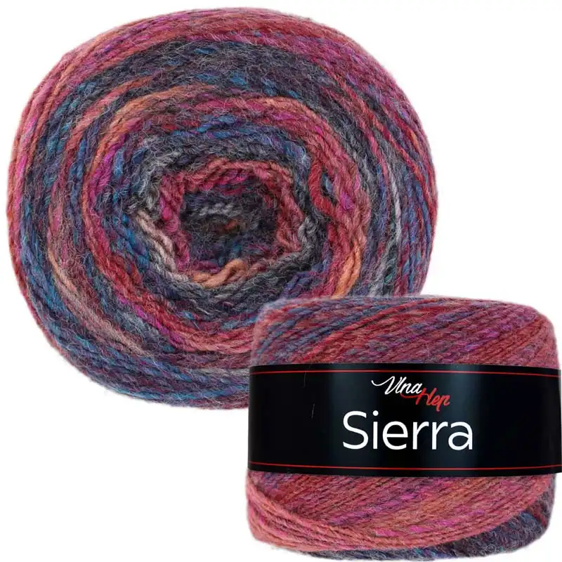Vlna-hep Příze Sierra Color 7205 vínovo-barevná