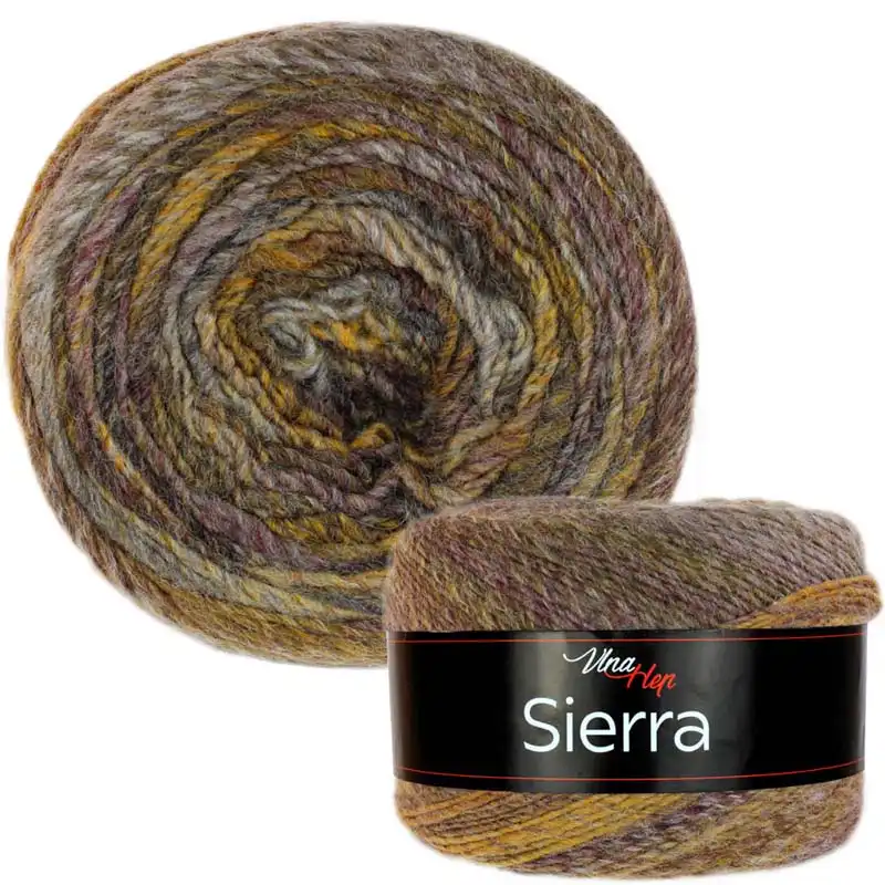 Vlna-hep Příze Sierra Color 7207 hnědý melír