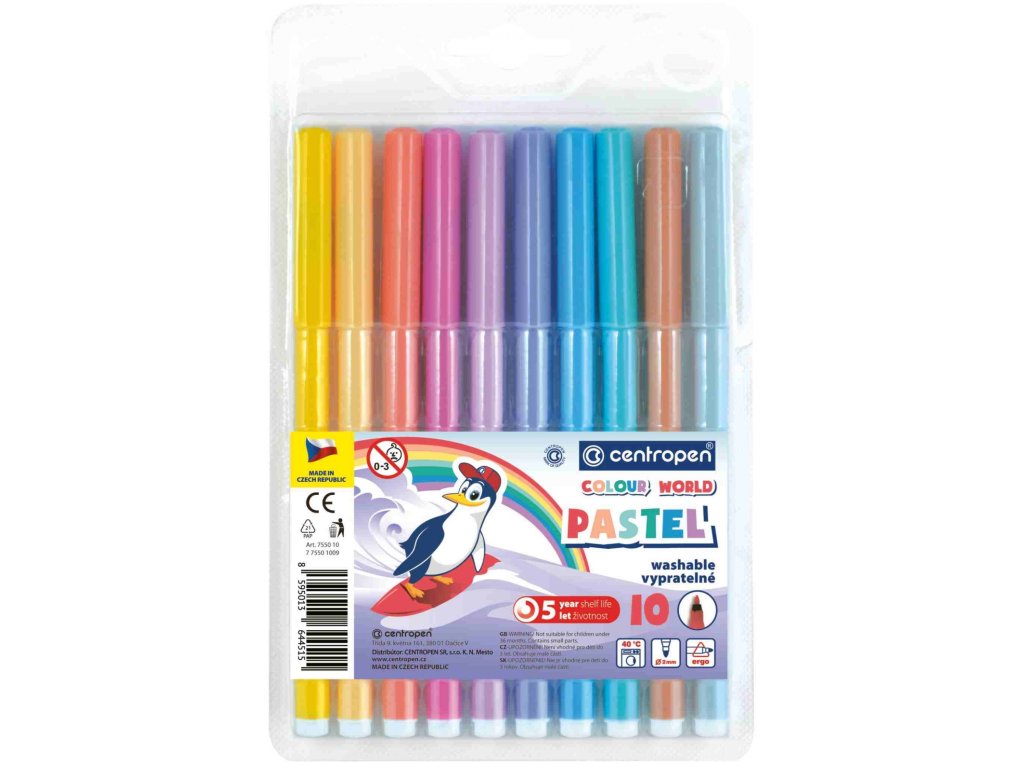 Centropen 7550/10 trojhranný, vypratelný - PASTEL