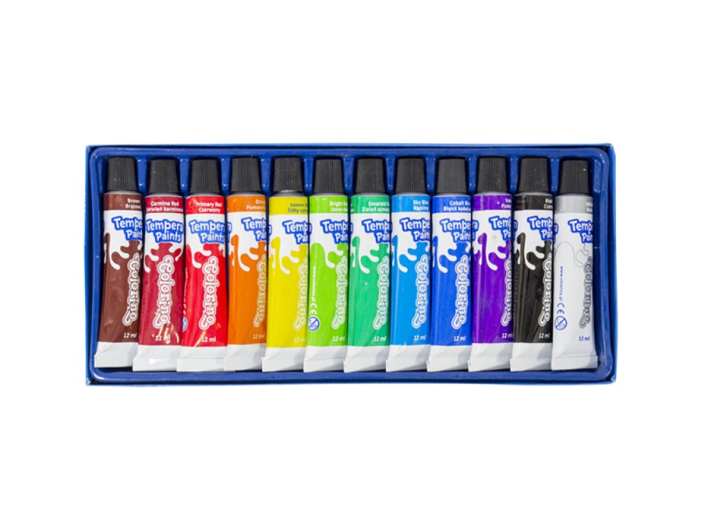 Colorino temperové barvy, tuba 12 ml, 12 barev
