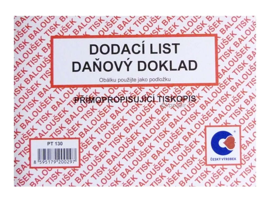 Dodací list - daňový doklad A6 PT 130, propisovací