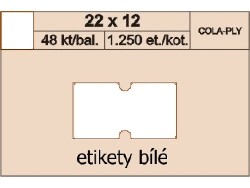 Etikety Cola-Ply 22 x 12 mm bílé