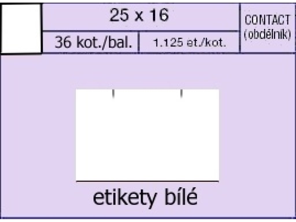 Etikety Contact 25 x 16 mm hranaté bílé