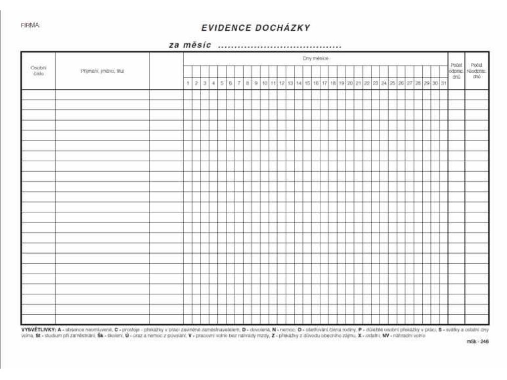 Evidence docházky MSK 246