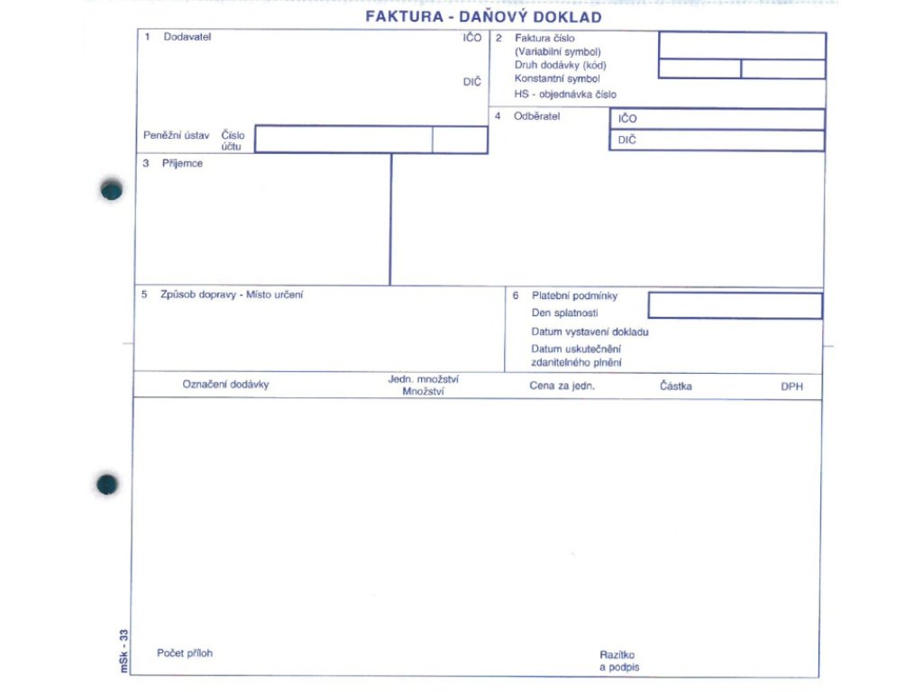 Faktura 2/3 A4 MSK 33, propisovací