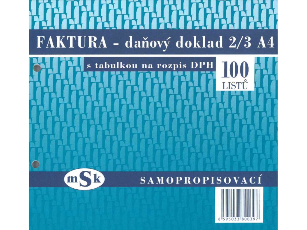 Faktura 2/3 A4 s rozpisem DPH MSK 39, propisovací