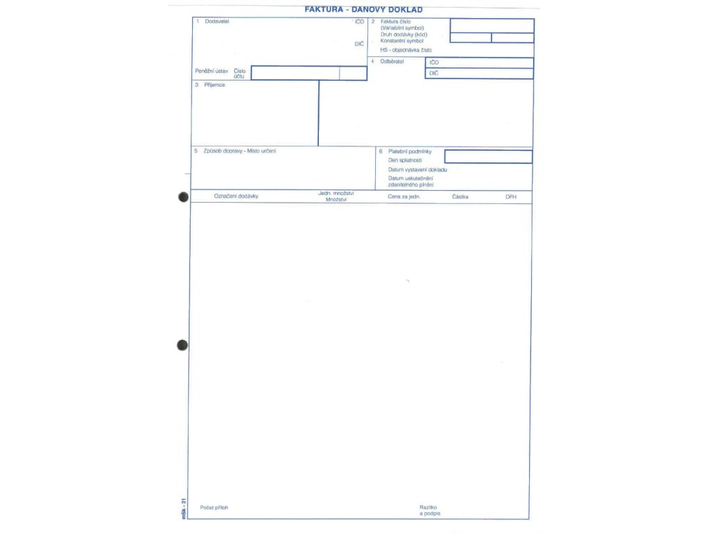 Faktura A4 MSK 31, propisovací