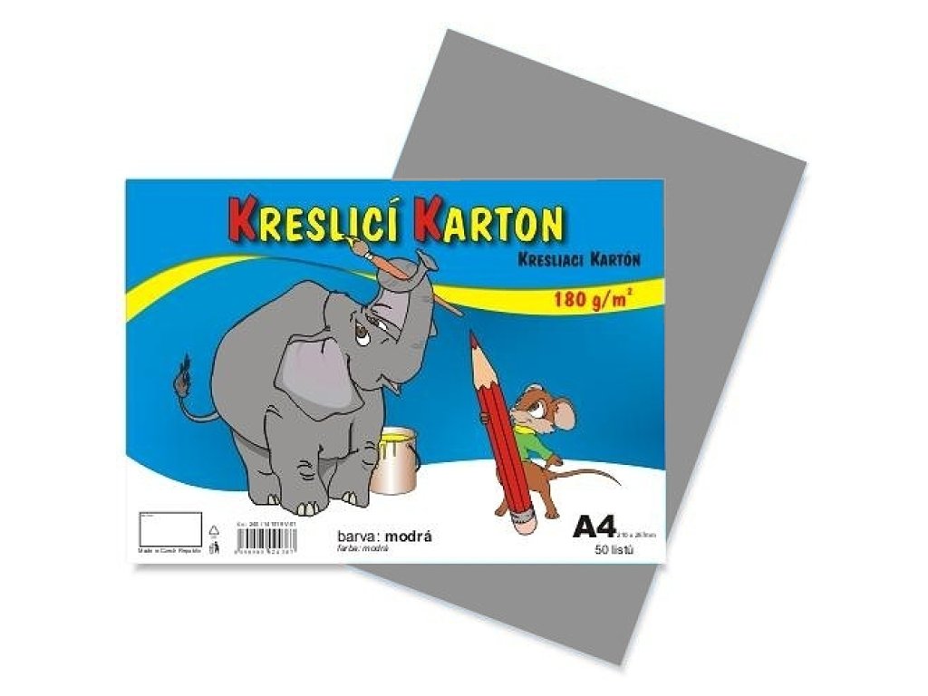 Karton barevný kreslicí A4 (210 x 297 mm), 50 listů/180g šedý