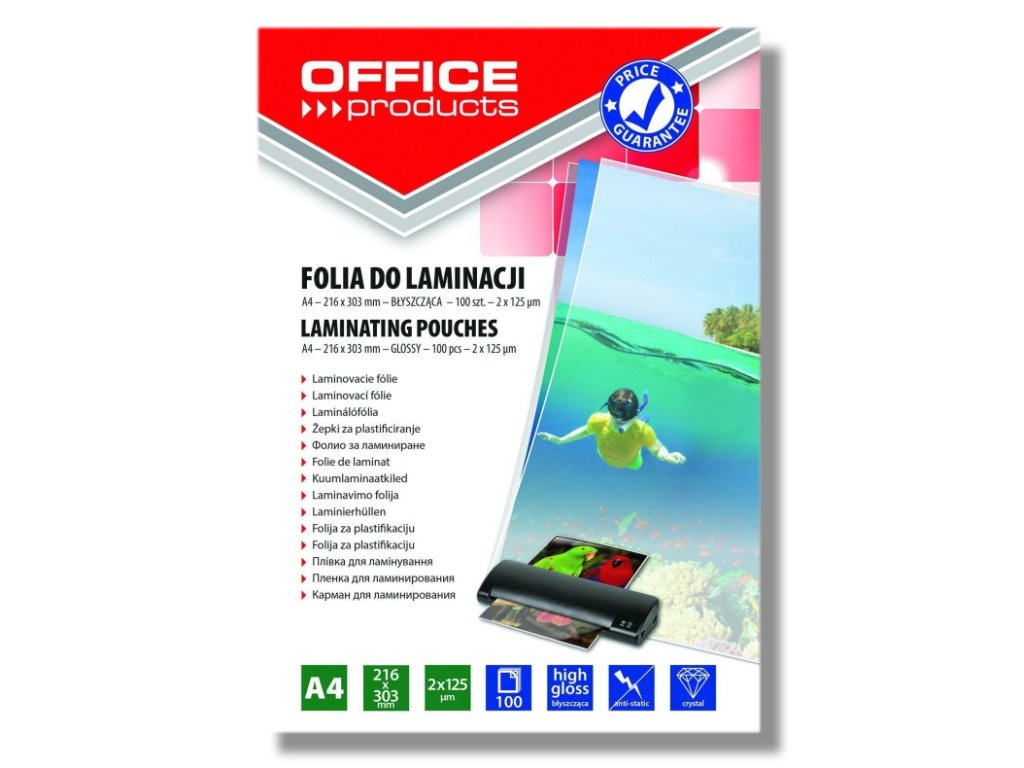 Laminovací fólie Office A4 125 mic, 100 ks lesklá