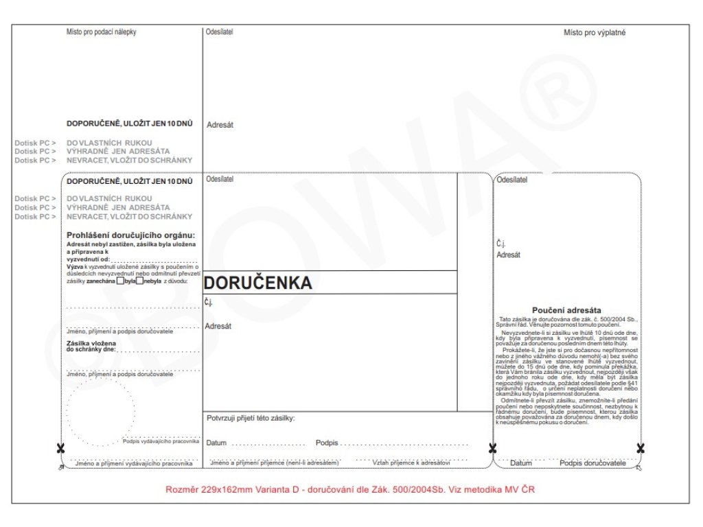 Obálka Doručenka C5 (162x229) bílá ODJ-D / 1000 ks