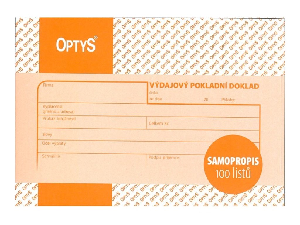 Optys 1083 Výdajový pokladní doklad