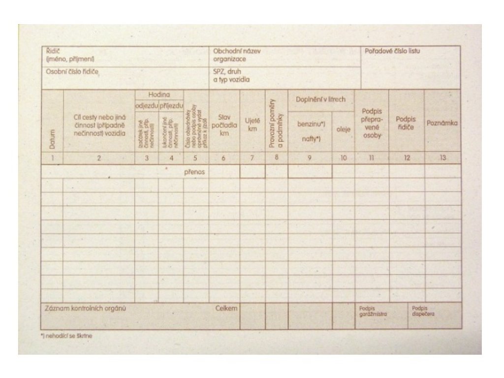 PaM 971 Záznam o provozu OV nečíslovaný