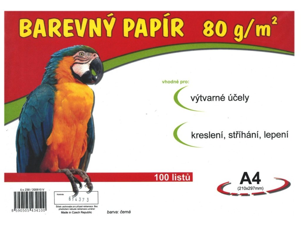 Papír barevný A4 80g 100 listů - černý