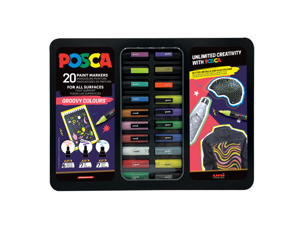 Posca sada popisovačů PC-1M/PC-3M/PC-5M, GROOVY,  mix barev (20 ks)