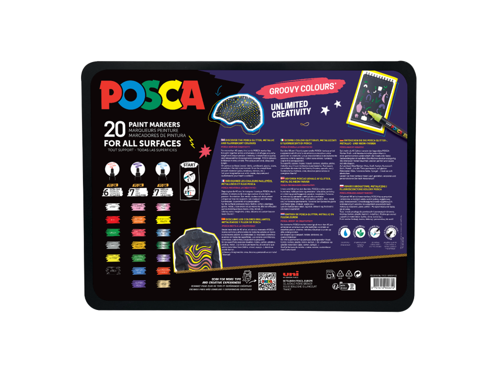 Posca sada popisovačů PC-1M/PC-3M/PC-5M, GROOVY,  mix barev (20 ks)